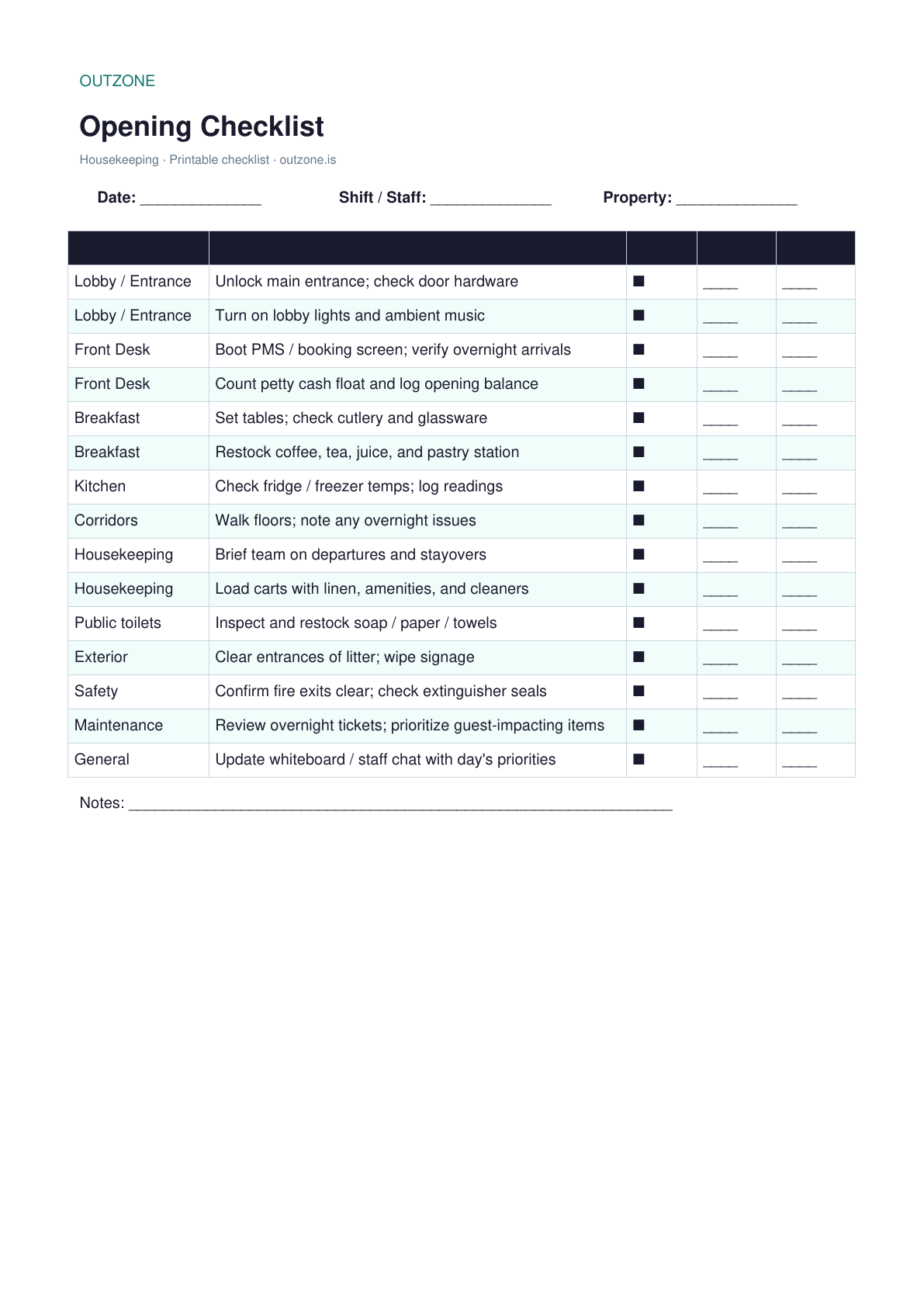 Housekeeping Open / Close Checklists - Image 2
