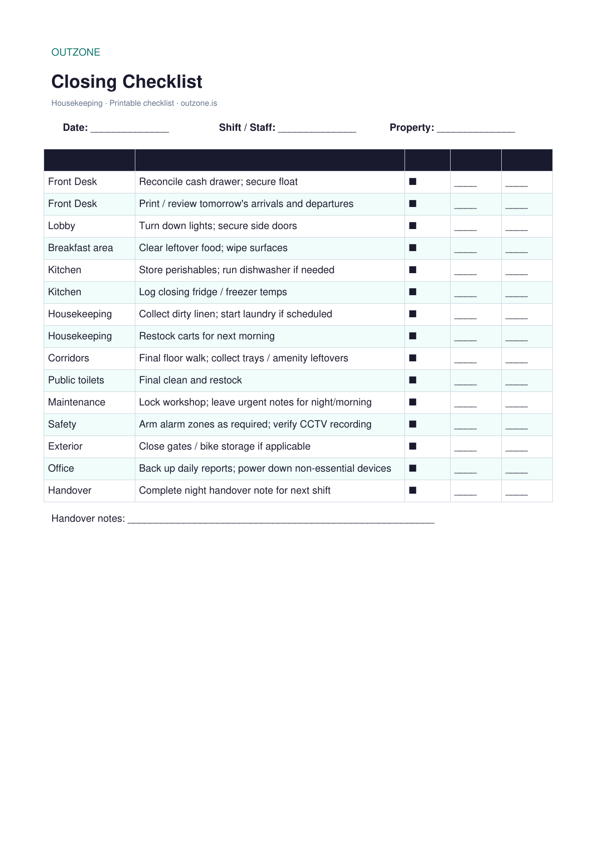Housekeeping Open / Close Checklists - Image 3
