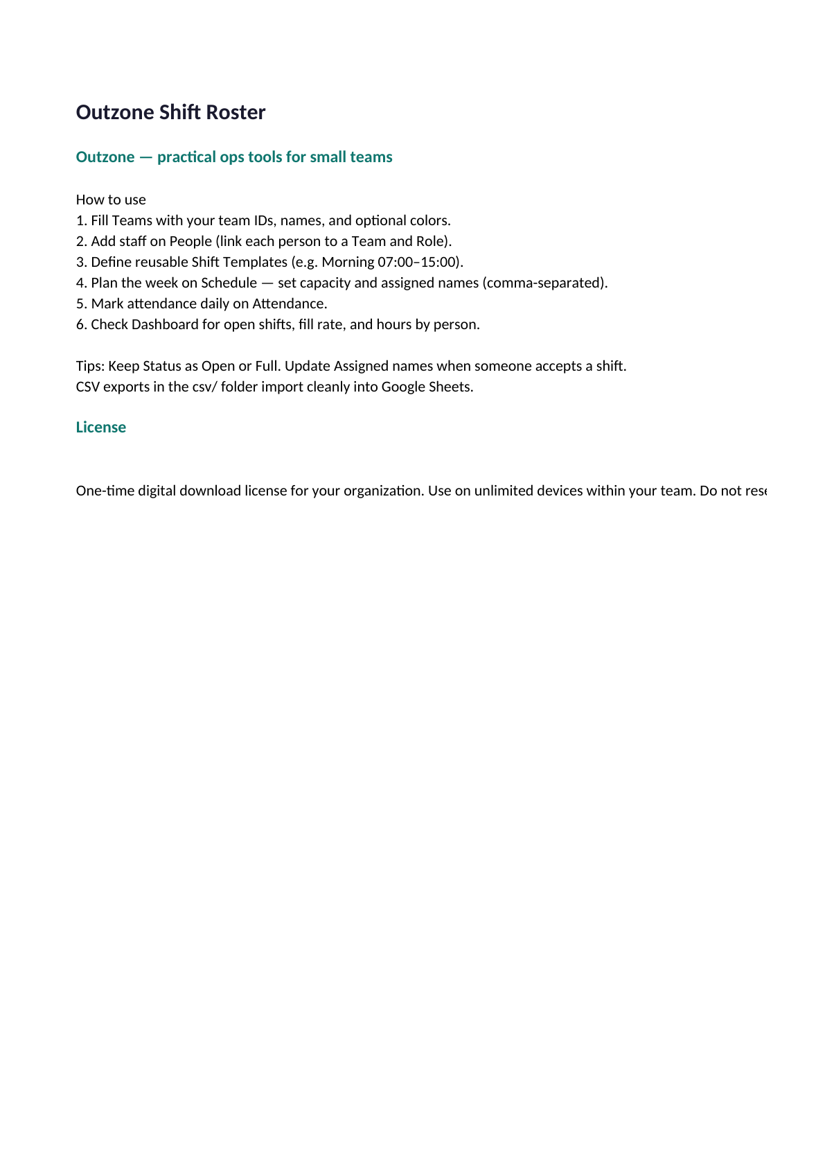 Shift Roster Spreadsheet - Image 3