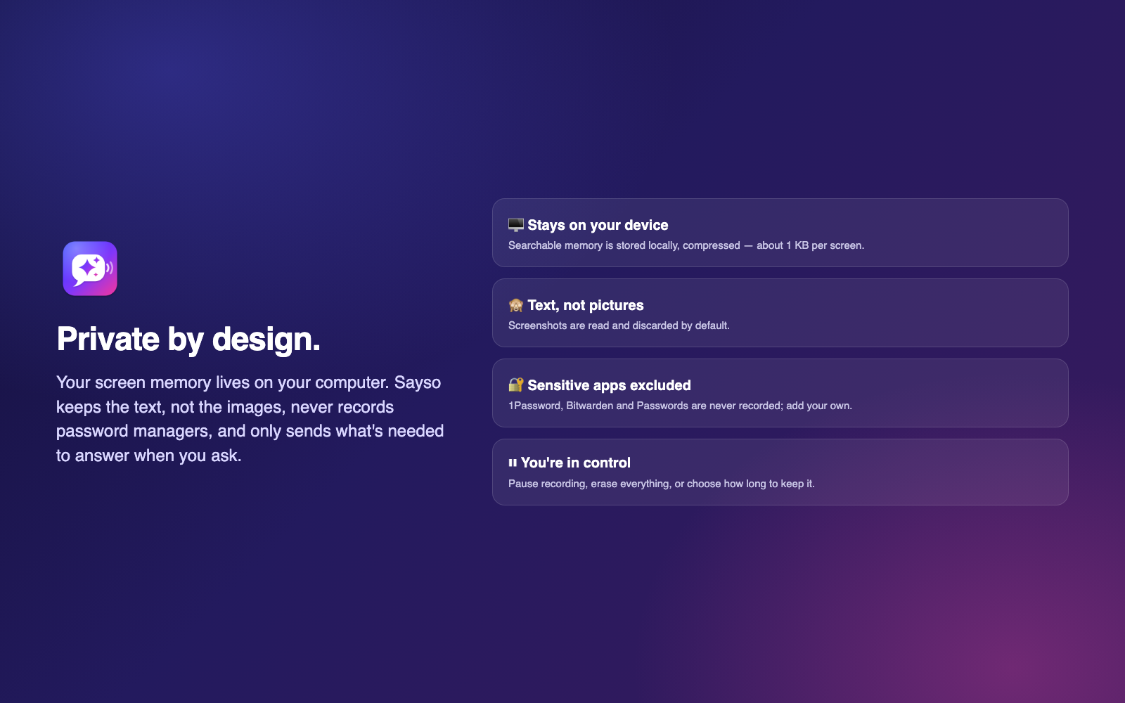 Sayso privacy controls