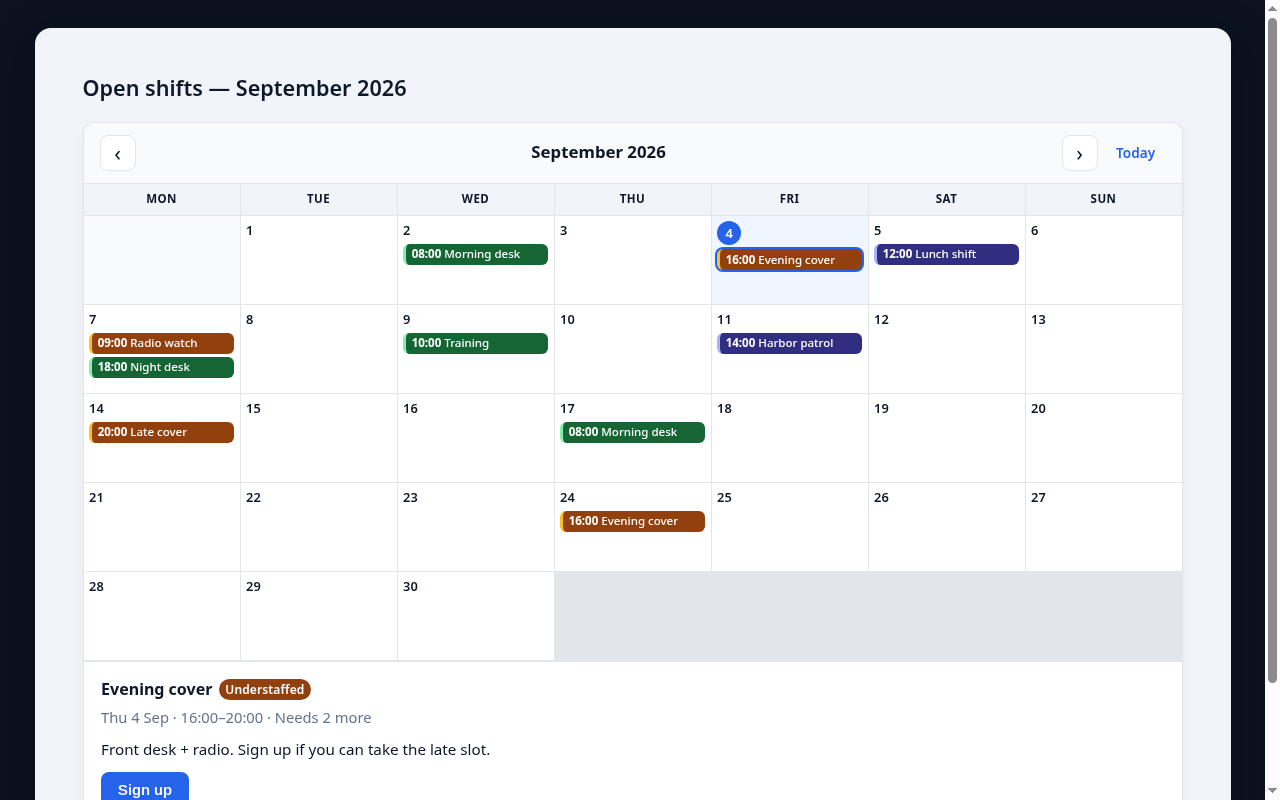 DutyRoster Lite – WordPress Volunteer Shift Schedule Plugin - Image 2