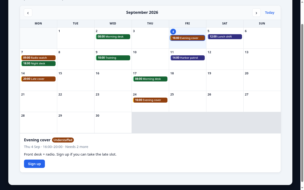 DutyRoster Lite – WordPress Volunteer Shift Schedule Plugin - Image 3