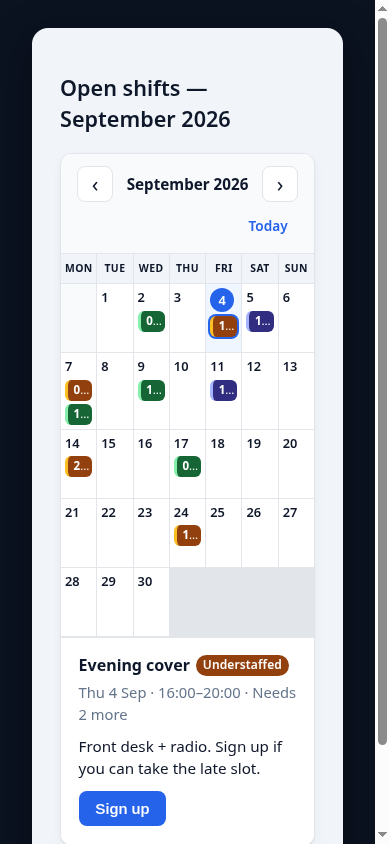 DutyRoster Lite – WordPress Volunteer Shift Schedule Plugin - Image 4